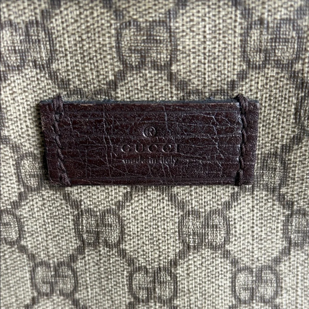 Gucci Beige Monogram Canvas Tote with Dark Brown Leather Accent - Picture 2 of 7